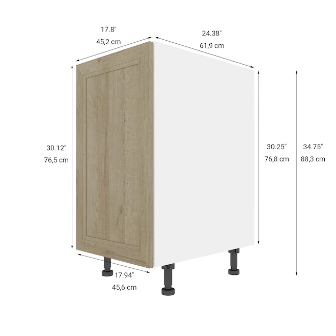 Eklipse Coral 17.94-in x 34.75-in x 24.38-in Particleboard 1-Door Kitchen Base Cabinet 4 Eklipse Coral 17.94-in x 34.75-in x 24.38-in Particleboard 1-Door Kitchen Base Cabinet - Image 2